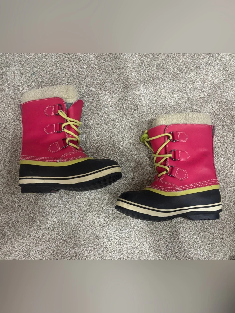 Sorel Girls Yoot Pac Hot Pink/Lime Snow Winter Boots Size 1